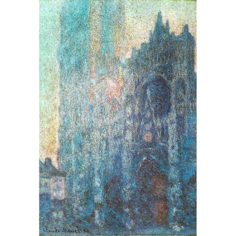 Rouen Cathedral in sunlight 1894 Black Modern Wood Framed Art Print with Double Matting by Monet, Claude