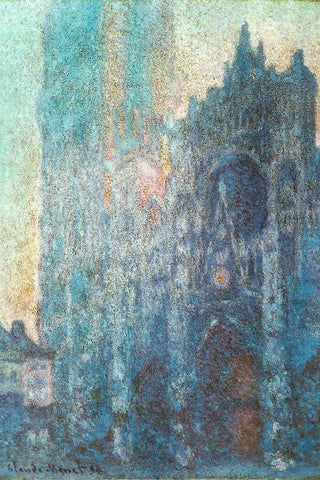 Rouen Cathedral in sunlight 1894 White Modern Wood Framed Art Print with Double Matting by Monet, Claude