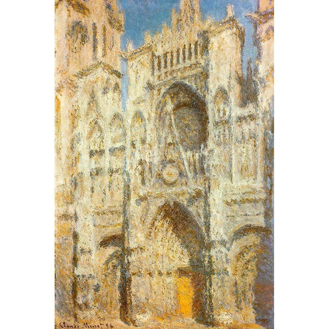 Rouen Cathedral-sunlight 1894 Black Modern Wood Framed Art Print with Double Matting by Monet, Claude