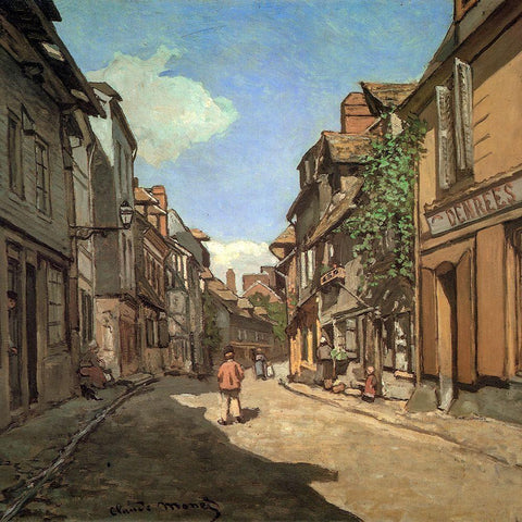 Rue de la Bavolle-Honfleur 1864 White Modern Wood Framed Art Print with Double Matting by Monet, Claude