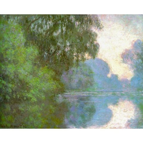 Seine near Giverny 1896 Black Modern Wood Framed Art Print with Double Matting by Monet, Claude