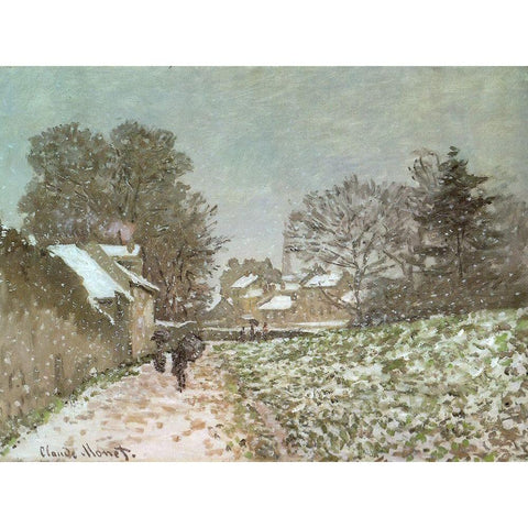 Snow at Argenteuil 1875 White Modern Wood Framed Art Print by Monet, Claude