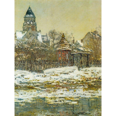 The Church at Vetheuil 1879 Black Modern Wood Framed Art Print with Double Matting by Monet, Claude