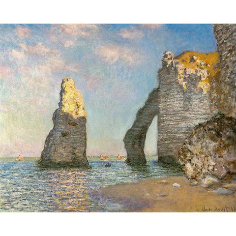 The Cliffs at Etretat 1885 Gold Ornate Wood Framed Art Print with Double Matting by Monet, Claude