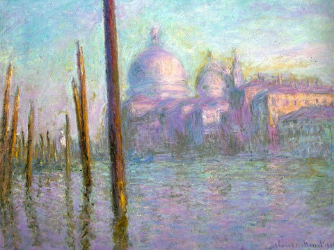 The Grand Canal-Venice 1908 White Modern Wood Framed Art Print with Double Matting by Monet, Claude