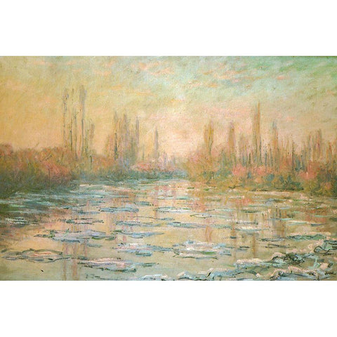 The Ice-floes 1893 Black Modern Wood Framed Art Print with Double Matting by Monet, Claude