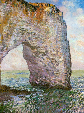 The Manneporte-Etretat 1883 Black Ornate Wood Framed Art Print with Double Matting by Monet, Claude