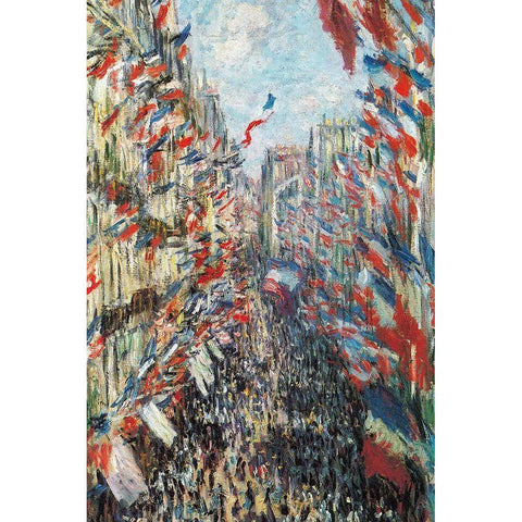 The Rue Montorgeuil 1878 Black Modern Wood Framed Art Print with Double Matting by Monet, Claude