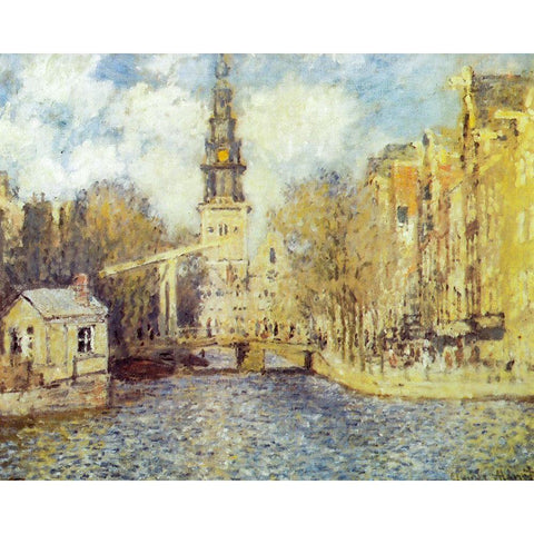 The Zuiderkerk-Amsterdam 1874 White Modern Wood Framed Art Print by Monet, Claude