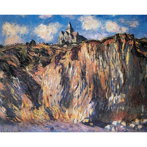 Varengeville Church 1882 White Modern Wood Framed Art Print by Monet, Claude