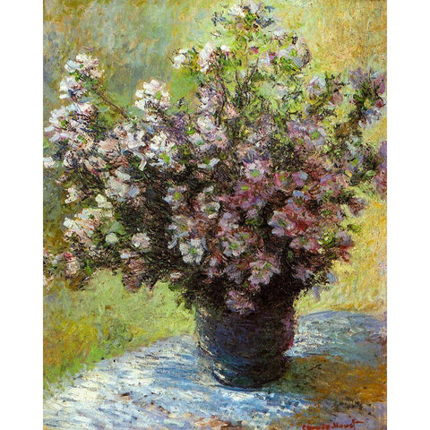 Vase of Flowers 1881 White Modern Wood Framed Art Print by Monet, Claude