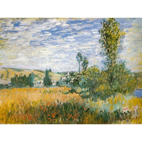 Vetheuil 1879 Black Modern Wood Framed Art Print by Monet, Claude