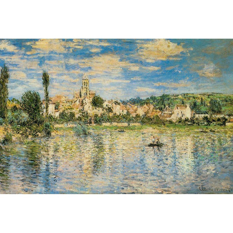 Vetheuil in Winter 1879 Gold Ornate Wood Framed Art Print with Double Matting by Monet, Claude