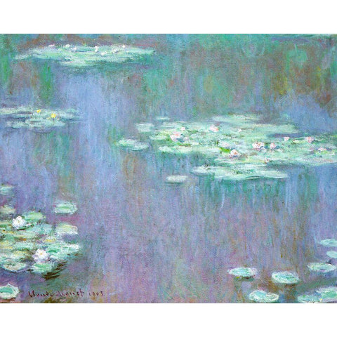 Water-lilies 1905 White Modern Wood Framed Art Print by Monet, Claude