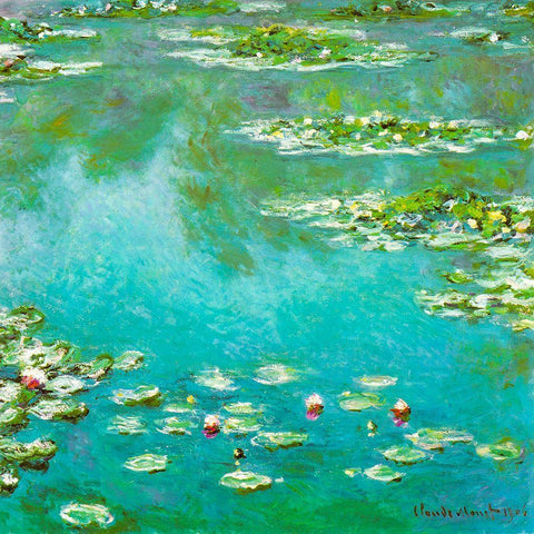 Water-lilies 1906 White Modern Wood Framed Art Print with Double Matting by Monet, Claude