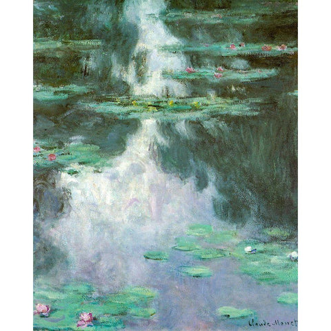 Water-lilies I 1907 Black Modern Wood Framed Art Print with Double Matting by Monet, Claude