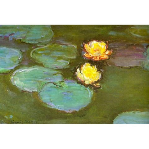 Water-lilies II 1907 White Modern Wood Framed Art Print by Monet, Claude