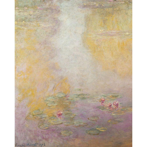 Water-lilies 1908 Black Modern Wood Framed Art Print with Double Matting by Monet, Claude