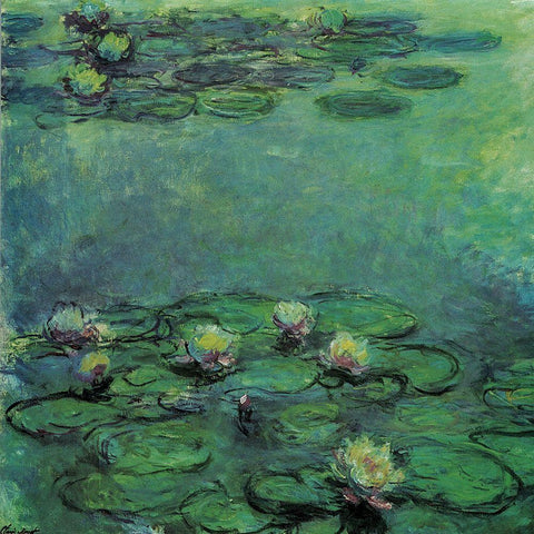 Water-lilies 1914 Black Modern Wood Framed Art Print with Double Matting by Monet, Claude