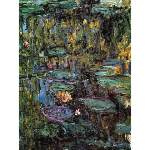 Water-lilies 1915 Gold Ornate Wood Framed Art Print with Double Matting by Monet, Claude