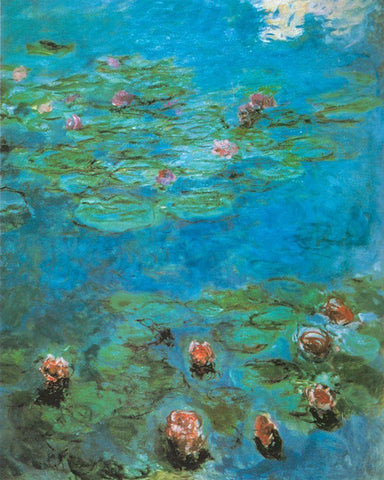 Water-lilies 1920 White Modern Wood Framed Art Print with Double Matting by Monet, Claude