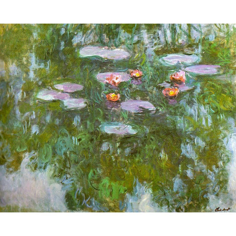 Water-lilies 1911 White Modern Wood Framed Art Print by Monet, Claude