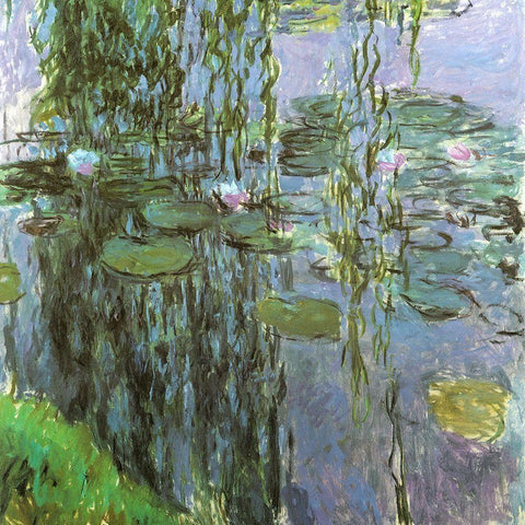 Water-lilies 1915 White Modern Wood Framed Art Print by Monet, Claude