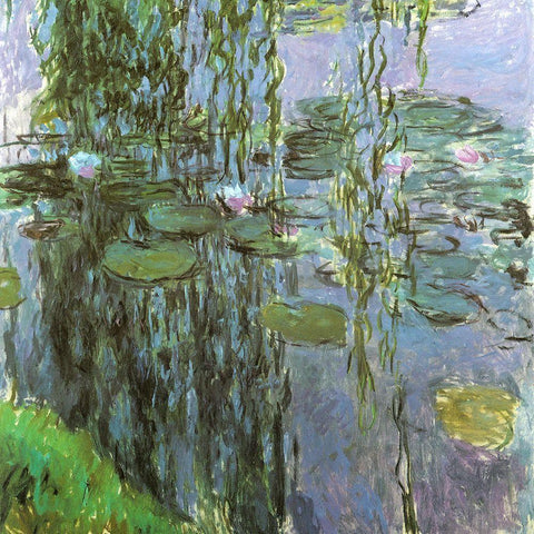 Water-lilies 1915 White Modern Wood Framed Art Print with Double Matting by Monet, Claude