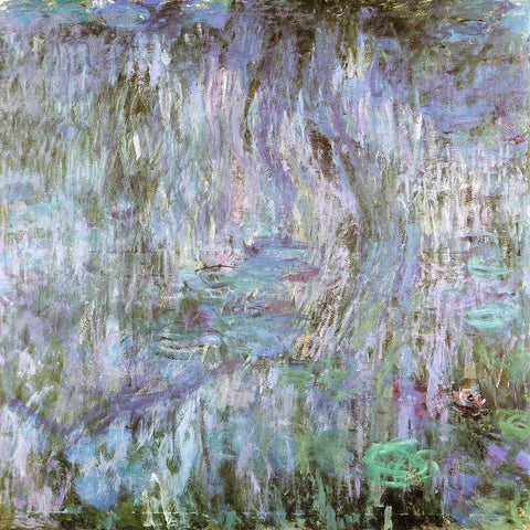 Water-lilies purple 1912 Black Ornate Wood Framed Art Print with Double Matting by Monet, Claude