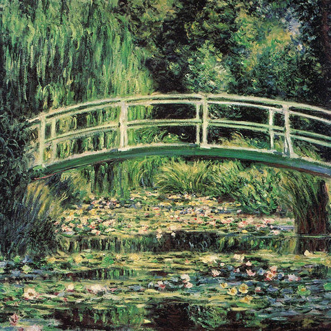 Water-lily pond-harmony in green 1899 White Modern Wood Framed Art Print with Double Matting by Monet, Claude