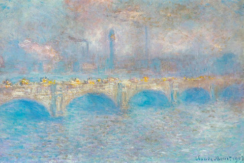 Waterloo Bridge I 1900 White Modern Wood Framed Art Print with Double Matting by Monet, Claude