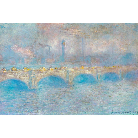 Waterloo Bridge I 1900 Gold Ornate Wood Framed Art Print with Double Matting by Monet, Claude