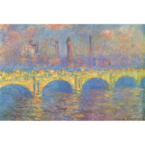 Waterloo Bridge II 1900 Gold Ornate Wood Framed Art Print with Double Matting by Monet, Claude