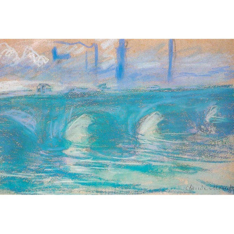 Waterloo Bridge-study 1900 Gold Ornate Wood Framed Art Print with Double Matting by Monet, Claude