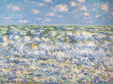 Waves breaking 1881 Black Ornate Wood Framed Art Print with Double Matting by Monet, Claude