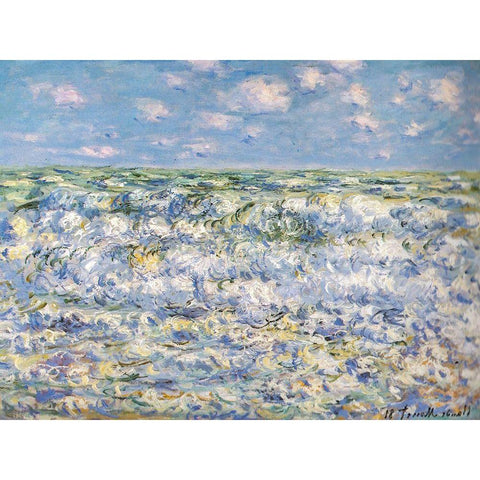 Waves breaking 1881 Gold Ornate Wood Framed Art Print with Double Matting by Monet, Claude