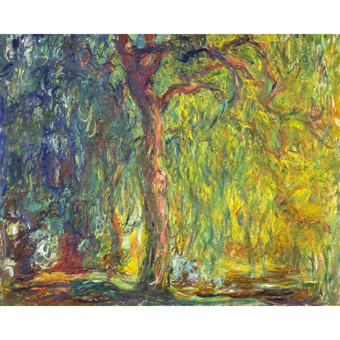 Weeping Willow 1918 Gold Ornate Wood Framed Art Print with Double Matting by Monet, Claude