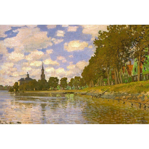 Zaandam-Holland 1871 Black Modern Wood Framed Art Print with Double Matting by Monet, Claude