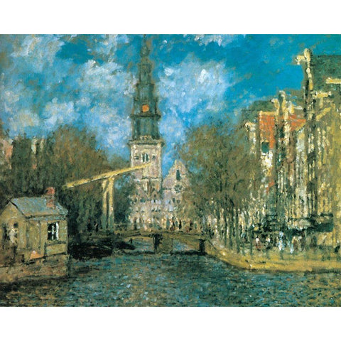 Zuiderkerk-Amsterdam 1872 White Modern Wood Framed Art Print by Monet, Claude