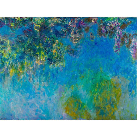 Wisteria Black Modern Wood Framed Art Print with Double Matting by Monet, Claude