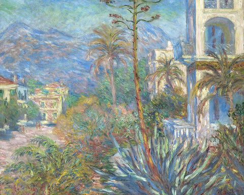 Villas at Bordighera White Modern Wood Framed Art Print with Double Matting by Monet, Claude