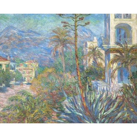 Villas at Bordighera Gold Ornate Wood Framed Art Print with Double Matting by Monet, Claude