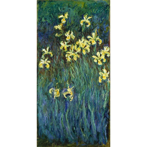 Yellow Irises 1914 Gold Ornate Wood Framed Art Print with Double Matting by Monet, Claude