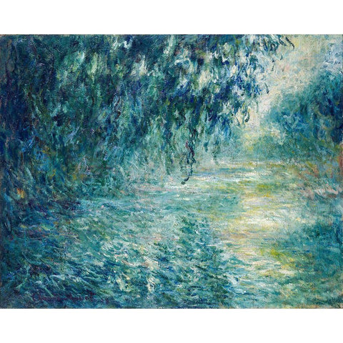 Morning on the Seine 1898 White Modern Wood Framed Art Print by Monet, Claude