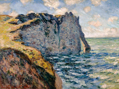 The Cliff of Aval-Etretat 1885 Black Ornate Wood Framed Art Print with Double Matting by Monet, Claude