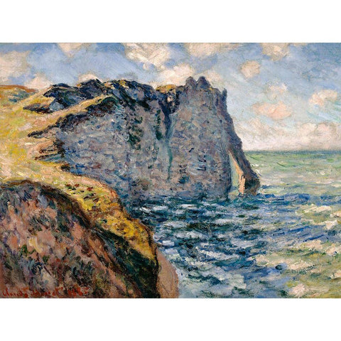 The Cliff of Aval-Etretat 1885 Black Modern Wood Framed Art Print with Double Matting by Monet, Claude