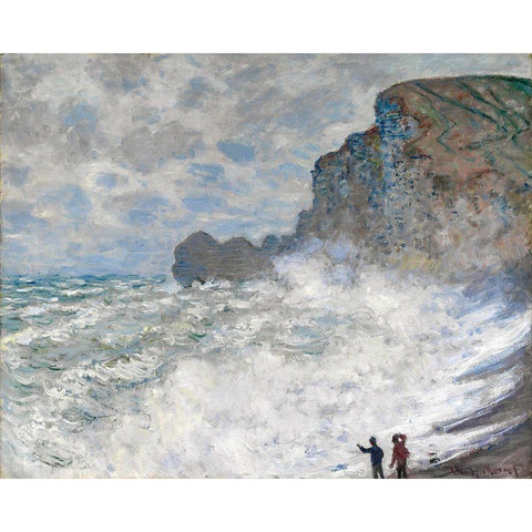 Rough weather at Etretat Black Modern Wood Framed Art Print with Double Matting by Monet, Claude