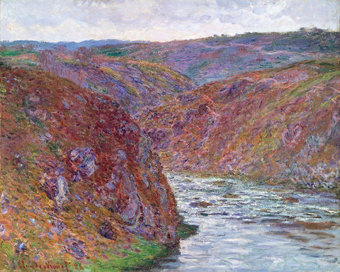 Valley of the Creuse Gray Day 1889 White Modern Wood Framed Art Print with Double Matting by Monet, Claude