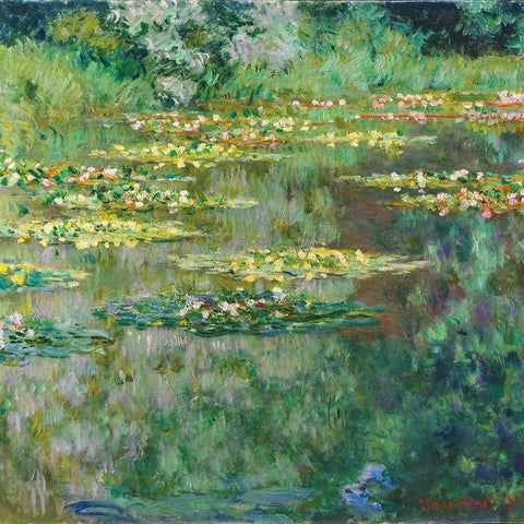 Le Bassin des Nympheas 1904 Gold Ornate Wood Framed Art Print with Double Matting by Monet, Claude