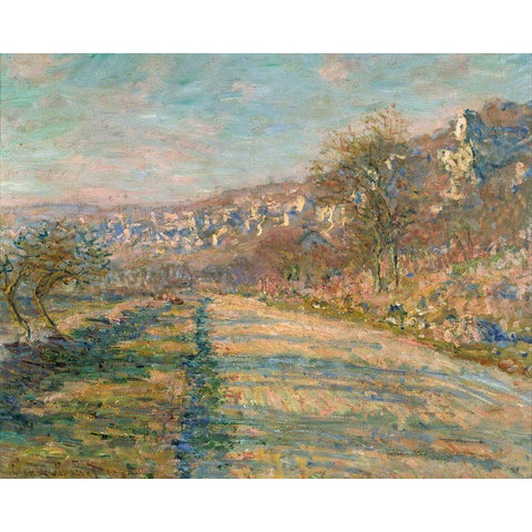 Road of La Roche-Guyon 1880 Gold Ornate Wood Framed Art Print with Double Matting by Monet, Claude